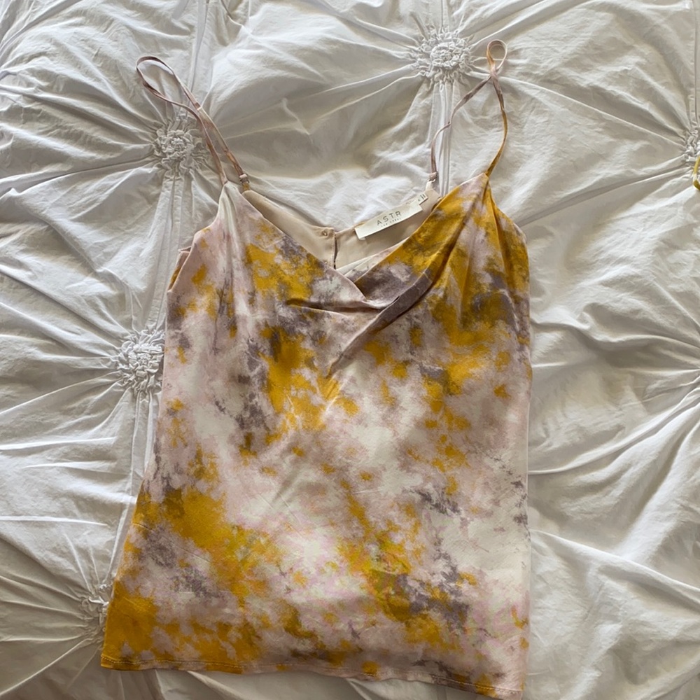 Astr tie-dye marble cowl neck top